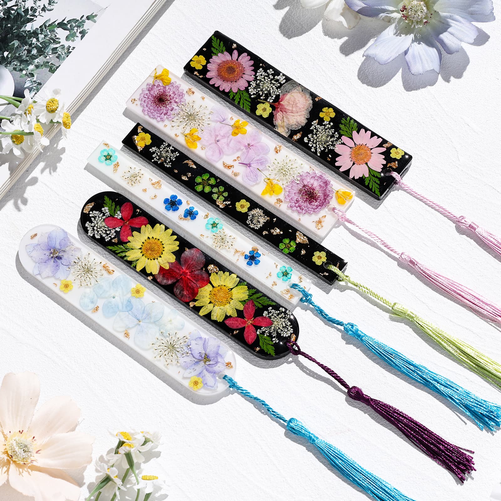 3-in-1 Silicone Bookmark Molds Set - 3 Shapes with 20Pcs Tassels for Epoxy Resin, Bookmark Resin Molds Silicone for DIY Handmade Bookmarks & Personalized Gifts - LET'S RESIN