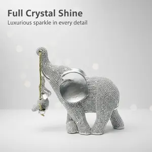 Luxury Crystal Elephant Sculpture, Full Shine Finish, Sparkling Mother and Baby Swing Figurine, Decorative Figurines, Symbol of Good Luck Home Decor, Home Decoration