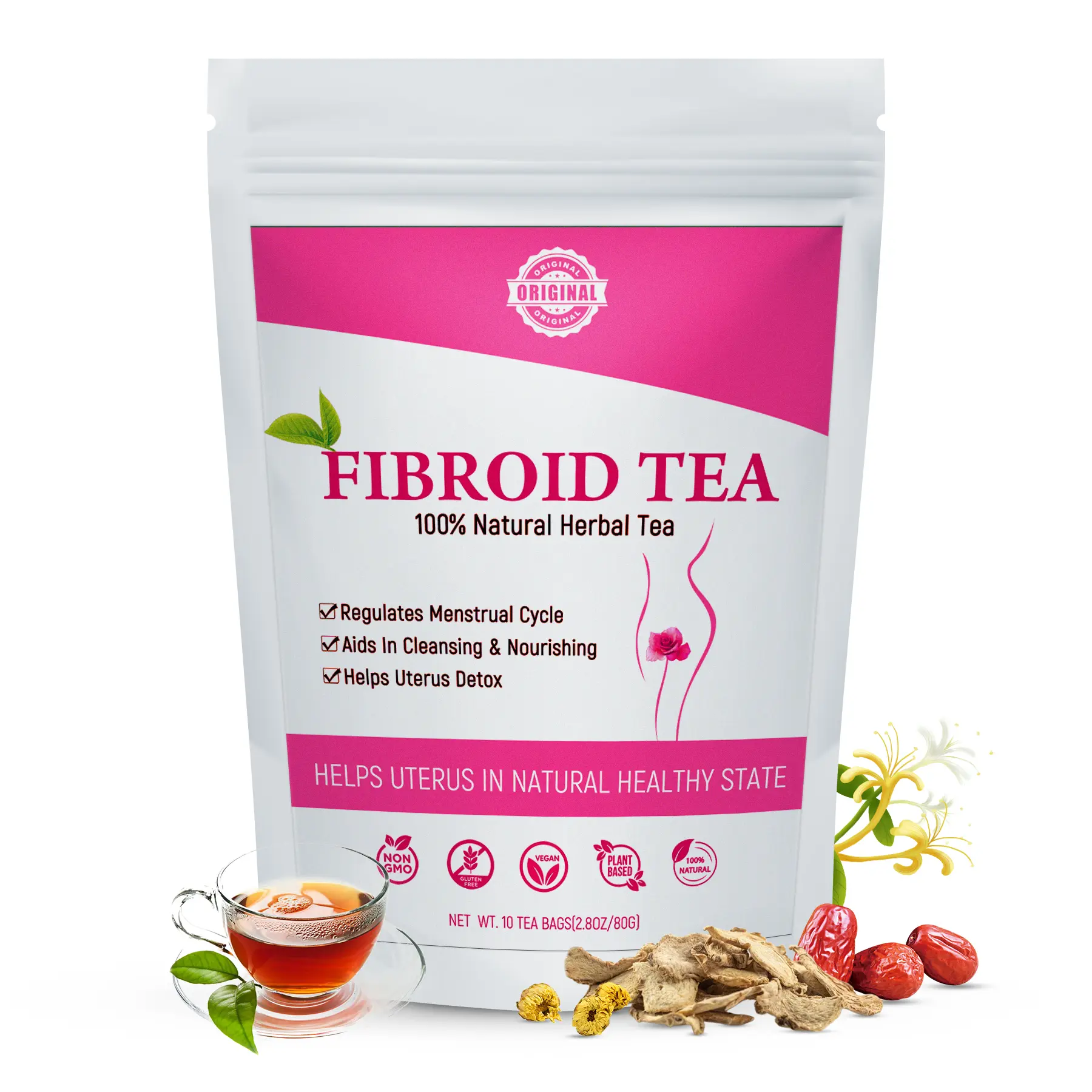 Fibroids Herbal Tea for Women Get Pregnant Fast & Hormone Balance, 10 Teabags Fertility Tea for Women Ovarian, Natural Detox Womb to Warm Uterus and Detox