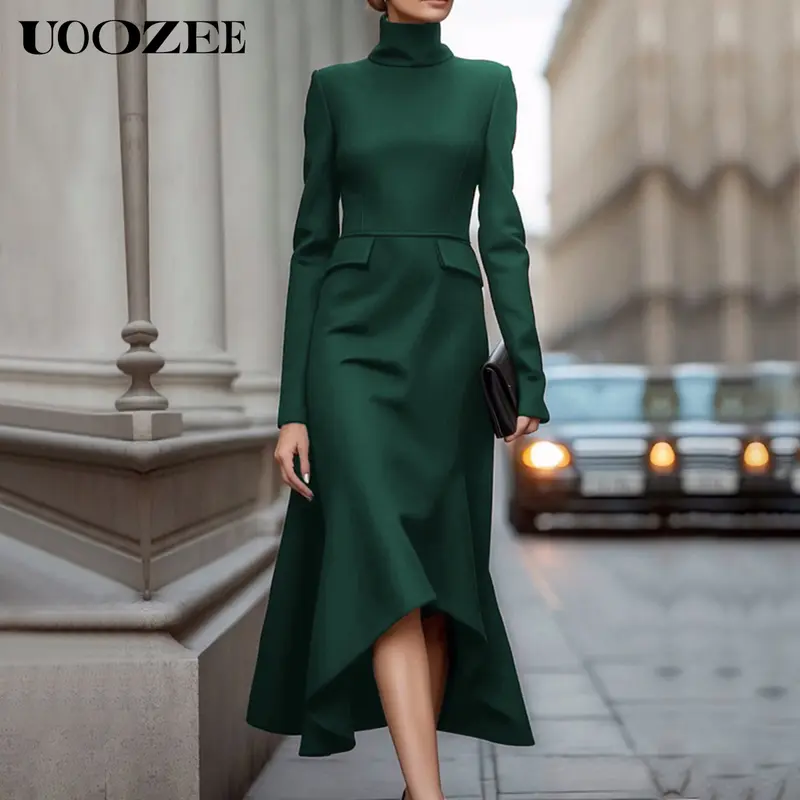 high neck long sleeve dress - TikTok Shop