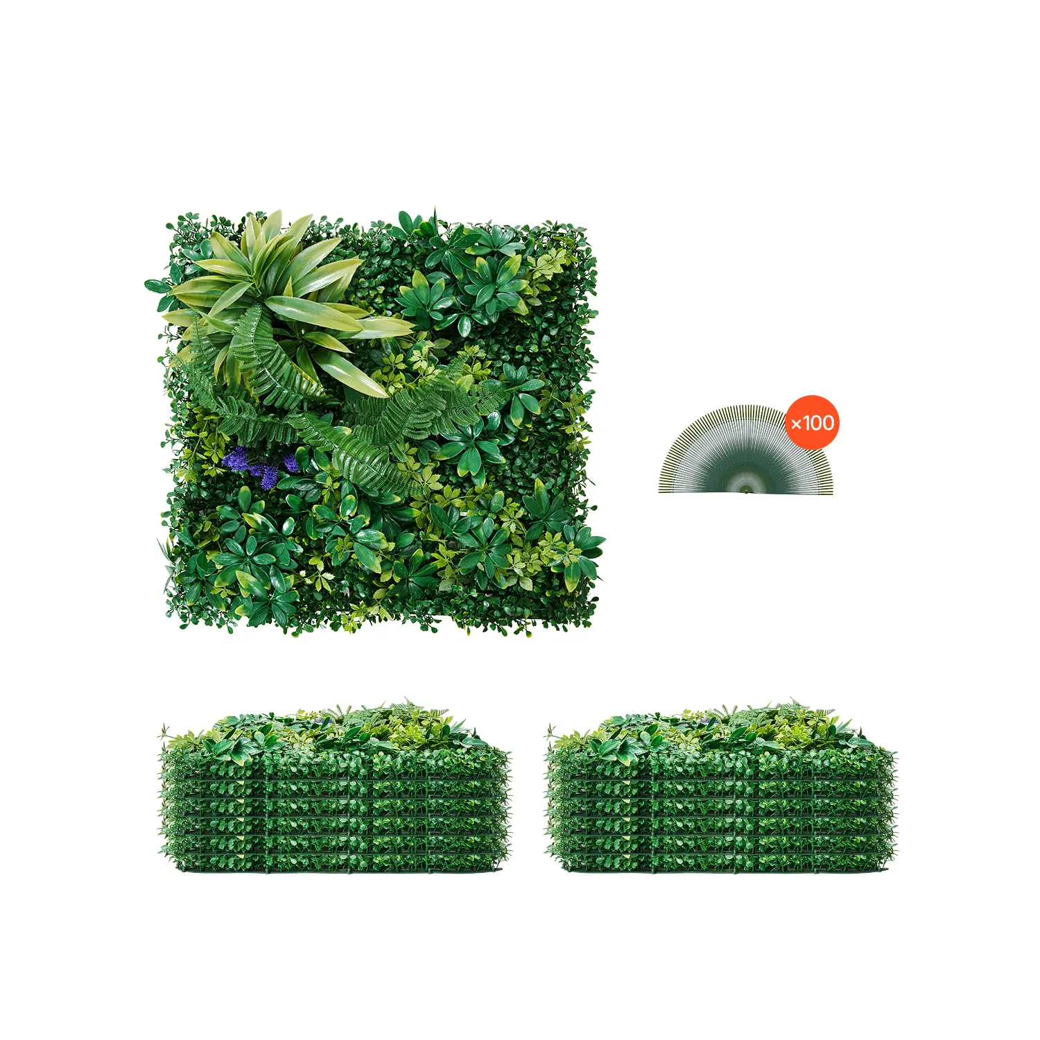 【Summerfinds】VEVOR 12 Pieces 20x20 in Contemporary 3D Leaf Boxwood Artificial Grass Wall Panels, Indoor-Outdoor Plant Decor, Privacy Hedge Screen for Home & Garden Landscaping