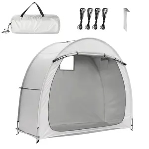 [Fahuac] 6.8x2.6FT Light Gray Bicycle Storage Shed – Portable Bike Tent with 210D Waterproof Oxford, Fiberglass Frame, Holds 2-3 Bikes for Outdoor Patio Garden