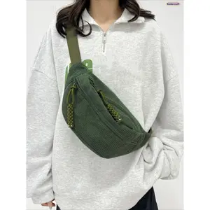 Women's Plain Color Zipper-Access Fanny Pack - 1 Size, Multiple Pockets, Lightweight Fabric, Adjustable Hands-Free Waist-Chest Belt Bag for Sports, Travel, Durable