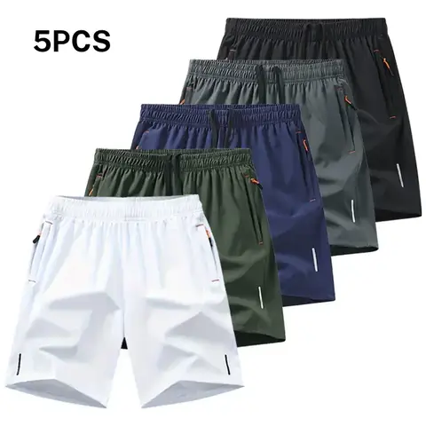 Men's 5 Pack Athletic Quick Dry Summer Shorts for Gym Workout & Casual Wear, Stretchy Polyester Performance Multipack with Freedom of Movement