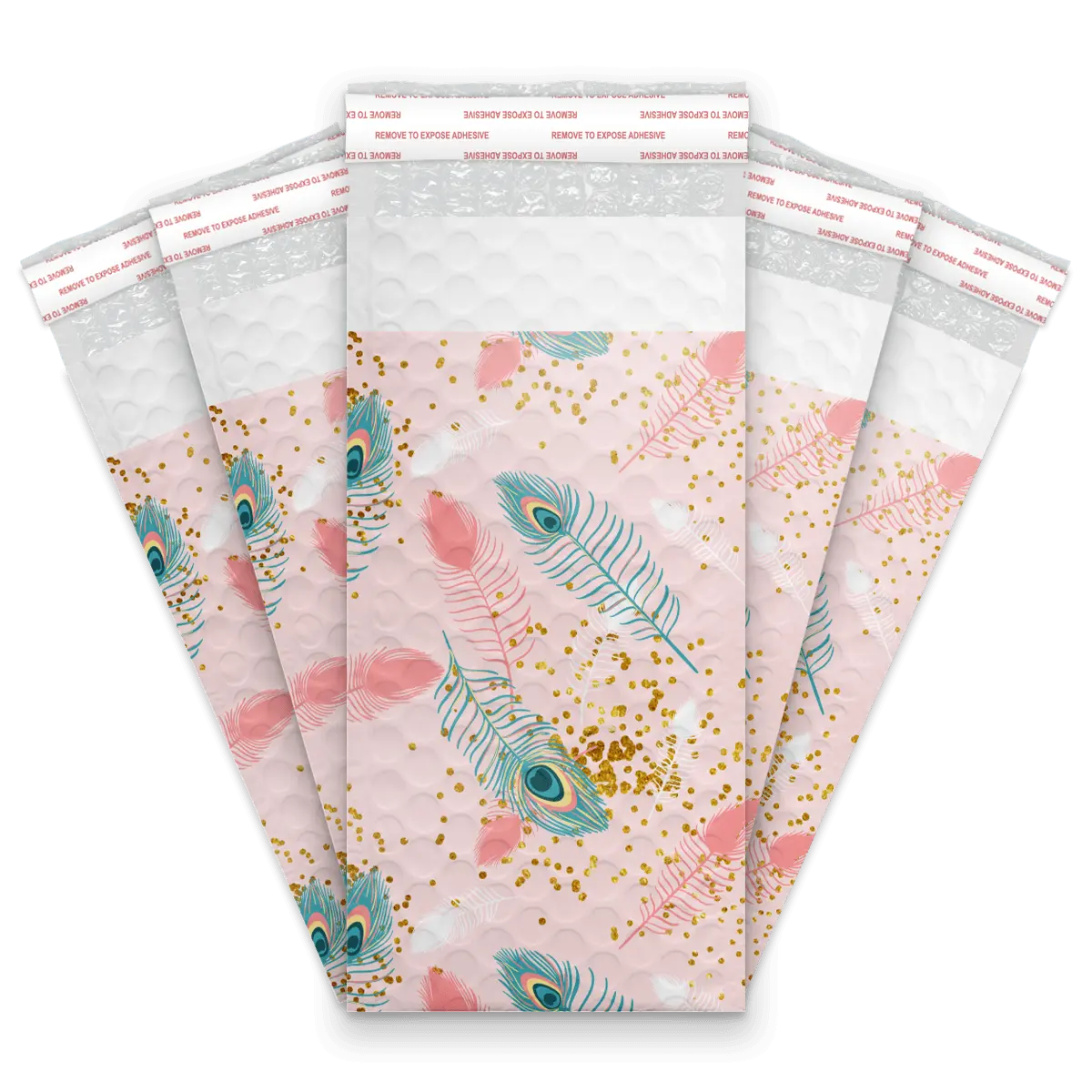 4x8 Pink Peacock Self Seal Poly Bubble Custom Padded Bags Poly Mailers – Shipping Bags for Small Business