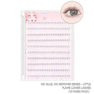 120 clusters Individual Lashes, Fake Eyelashes Clusters, Individual Lash Extensions, no-glue double-tip flame lower eyelashes, daily natural transparent thin stem 5mm eyelashes, fairy-like C curl, suitable for commuting, party makeup false eyelashes