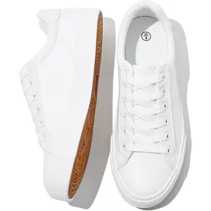 Womens White Tennis Shoes PU Leather Sneakers Casual Walking Shoes for Women