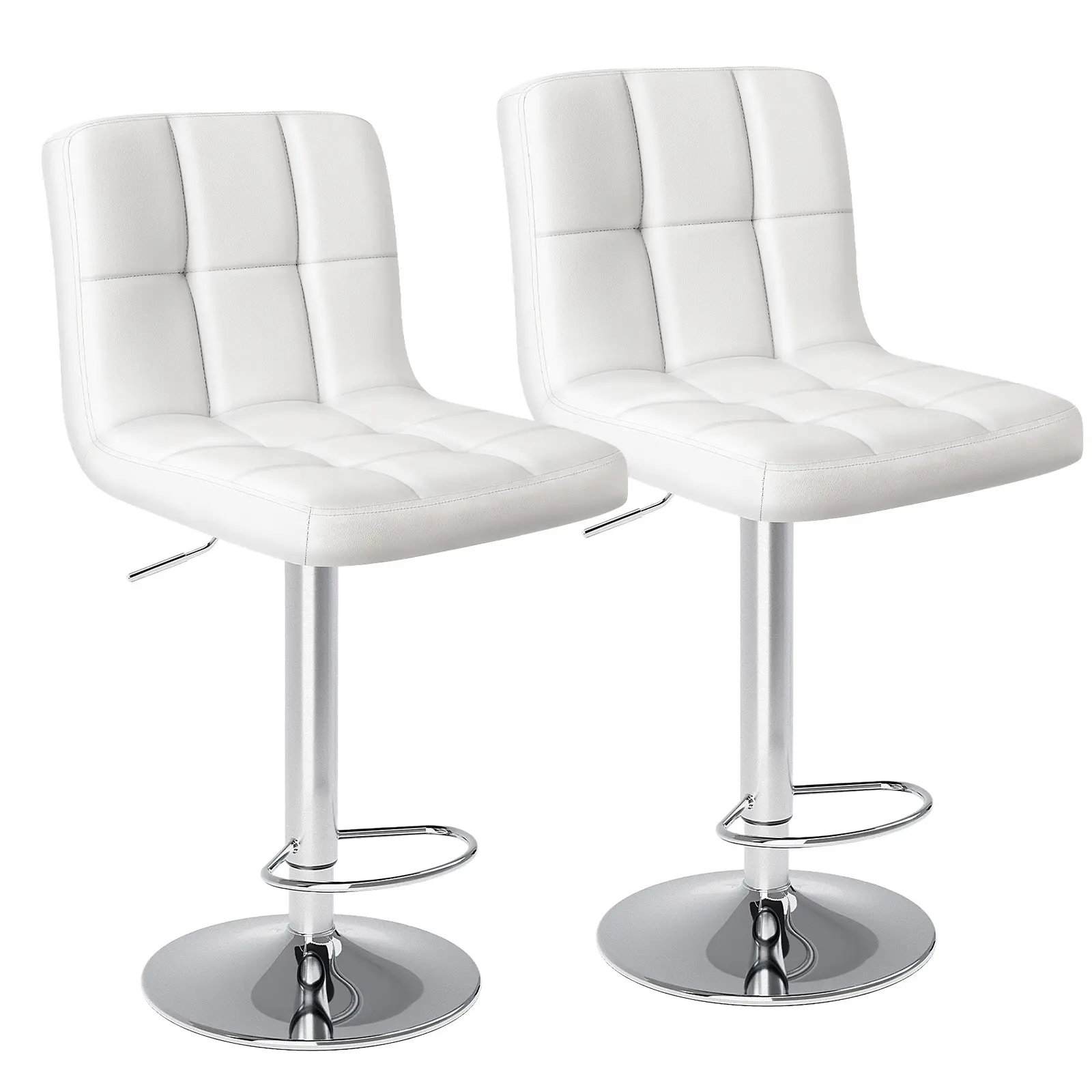 【Deal】Swivel Barstools Set of 2 in PU Leather with Hydraulic Lift, Kitchen Counter Height Stools Featuring Thickened Seat Cushions and Back