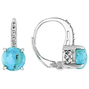 JTV Blue Composite Turquoise Rhodium Over Sterling Silver Earrings 0.05ctw