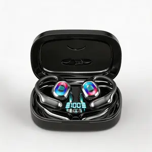Open Ear Headphones,Over Ear Earbuds with Ergonomic Earhook,Bluetooth Headphones 5.4 with Smart Digital Display,40H Playtime,IPX6 Waterproof,Touch Control Operate Fit Cycling,Running,Workout