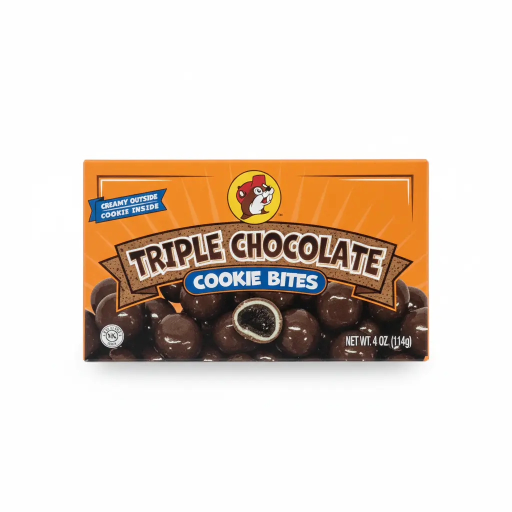 Buc-ee's Triple Chocolate Cookie Bites - 4 oz Crispy, Creamy Chocolate Snack with Rich Layers & Perfect Texture