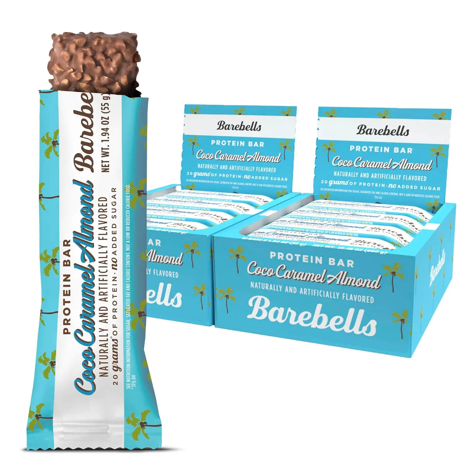 Barebells Protein Bars Coconut Caramel Almond - 12 Count, 20g High Protein Treats - Chocolate Nutrition Bar with 1g Total Sugars - On-The-Go Breakfast or Post-Workout Snack (Pack of 2)