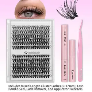 240Pcs 30D & 40D Individual Cluster Lashes Mix – 9-17mm Lengths, Natural Curl, Ultra-Thin Invisible Band – Reusable DIY Lash Extension Kit