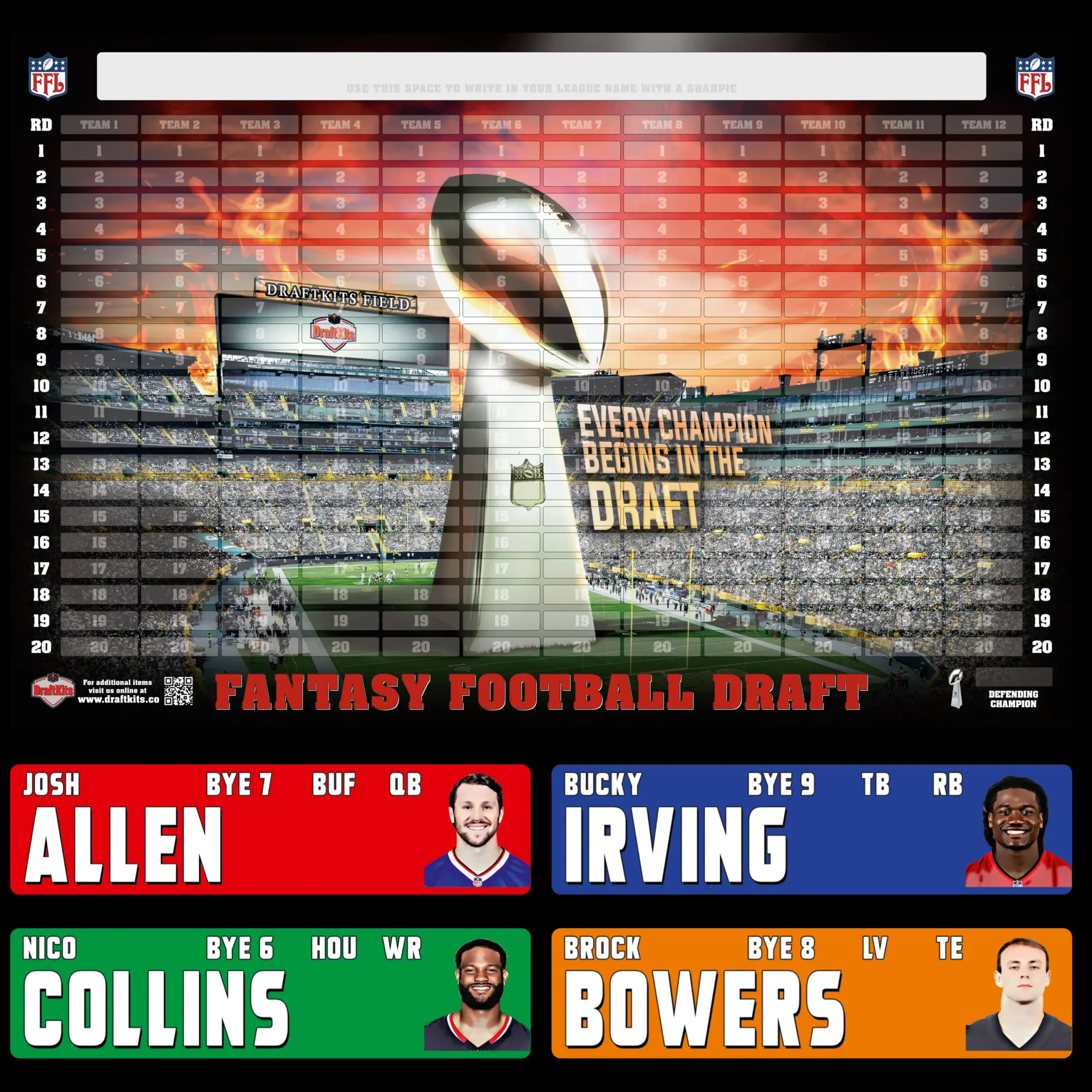 2026 NFL FANTASY FOOTBALL DRAFT BOARD KIT 2026 NFL FANTASY FOOTBALL DRAFT BOARD KIT