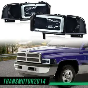 Fit For Ram 1500 2500 3500 1994-02 Clear Corner LED DRL Headlights Black/Smoked