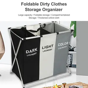 Laundry Baskets Large Removable Bags Storage Basket Sorter Organizer for Dirty Clothes Hamper Foldable Frame Cloth Organization