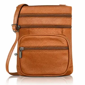 Women’s Luxury Genuine Leather Crossbody Bag Purse Adjustable Strap Zipper Closure Everyday Travel Handbag