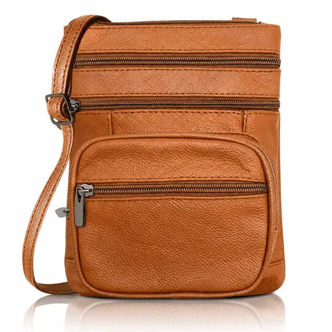 Ciana Women’s Chic Elegant Genuine Leather Plain Crossbody Bag - Adjustable Strap, Zipper Closure, Lightweight, Easy Grab, Multiple Pockets, Hand Wash Only, Adjustable Crossbody Purses for Daily Use