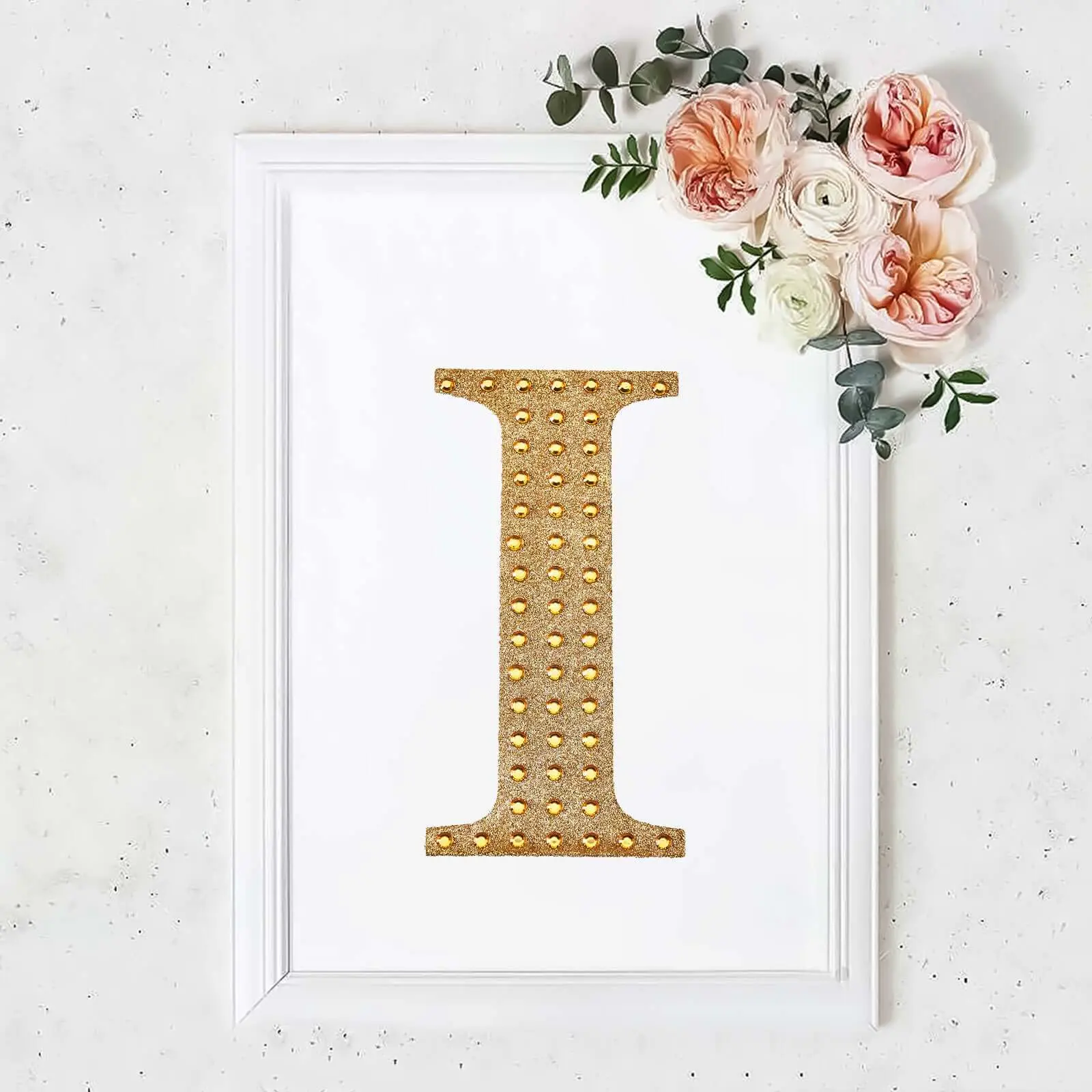 8" Gold Rhinestone "I" Letter Stickers, Glitter Adhesive Craft Embellishments with DIY Card Sparkle - Home & Wedding Festive Party Supplies, Wallet, Room Decorations