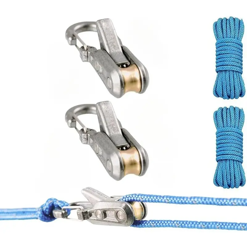 4-Piece Rope Set with Wheel Tightener, Locking Buckle, Rope Carabiner for Secure Fixation, Ideal for Camping, Sailing, and Outdoor Activities