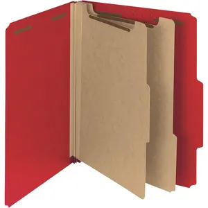 100% Recycled Pressboard Classification File Folder, 2 Dividers, 2" Expansion, Letter Size, Bright Red, 10 per Box for Value Filing