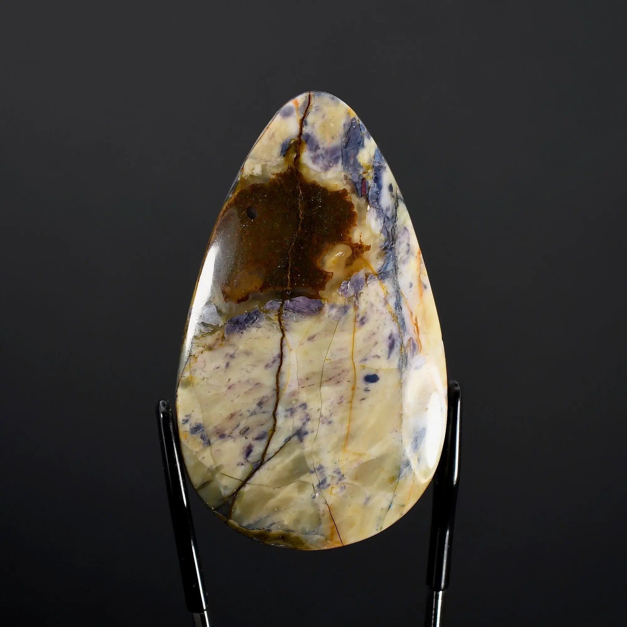 49mm Large Purple Brecciated Jasper Pear Cabochon, Indonesia f11