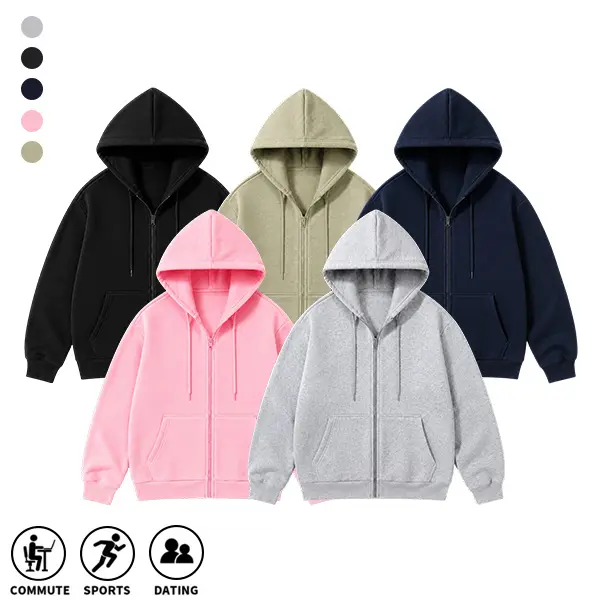 Men’s full-zip hoodie sweatshirt, new for autumn/winter, loose long sleeves, soft casual athletic style, kangaroo pocket hooded cardigan, back-to-school outfit, basic streetwear hoodie for autumn/winter.