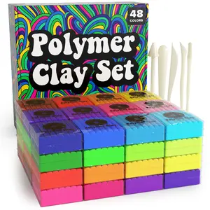 Vibrant Polymer Clay Set 48 Colors 1oz Pieces with 5 Sculpting Tools for Creative Sculpting & Baking