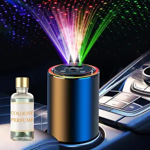 Smart Car Air Freshener with 3 Color Starry Sky Projection with 50ml Perfume, RGB Music Syncing Light,Smart Auto ON/Off, 3 Mode Adjustable USB Rechargeable Cologne Aroma Diffuser,Rechargeable Aromatizante para Carro