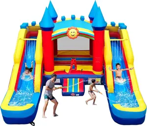 JOYMOR Commercial Grade Inflatable Bounce House with Double Inflatable Water Slides for Kids and Adults, 100% PVC Vinyl Bouncy Castle for Kids Outdoor Party w/Repairing Kit and Storage Bag