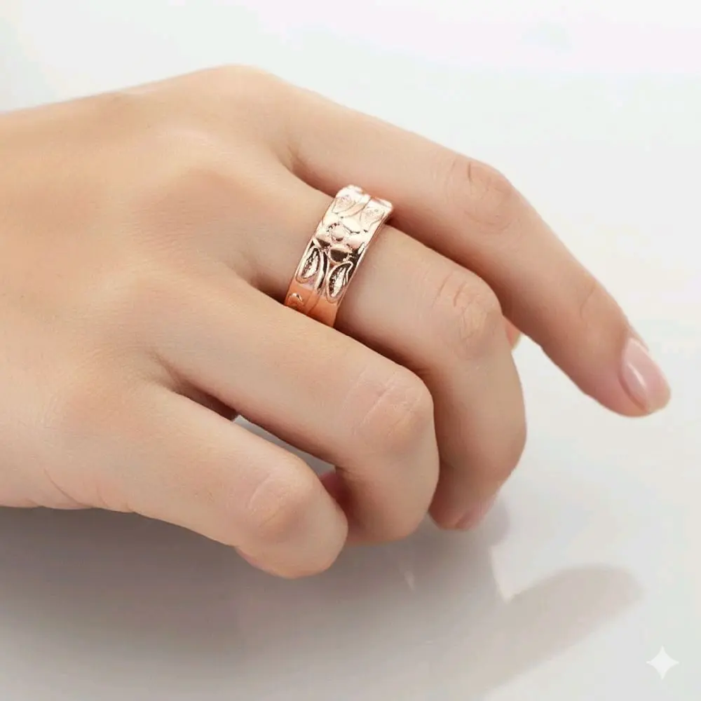 Elegant Shiny copper Flower Ring
