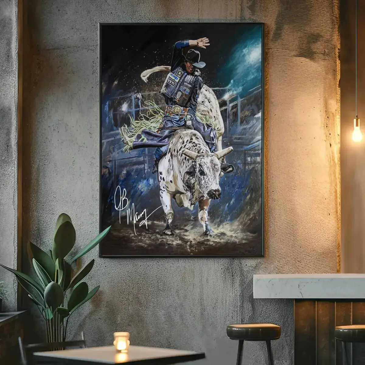 [NO FRAME] JB Mauney With Signature Poster, Dragonslayer Print Art, $7 Million Dollar Bull Rider Wall Art, Gift For Fans, Made In USA