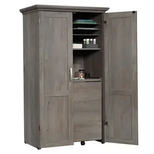 Sauder Miscellaneous Storage Multi-purpose Armoire with Fold-out Desk Surface & Adjustable Shelves for Home Offices & Craft Rooms