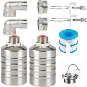 1/2" 3/4" Auto Shut Off Mini Float Valve, 2pcs 304 Stainless Steel Auto Water Level Control Valve for Water Tank, Pool, Livestock Troughs
