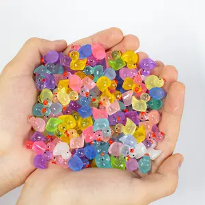 Mini Glowing Duck Resin Decorations, Resin Animal Sculptures, Handmade Holiday Party Gifts, Birthday Home Garden Ornaments, Garden Accessories, Random Colors, 50/100 Pieces Per Bag