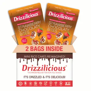 2 Pack - Drizzilicious Strawberry Chocolaty Bites Mini Rice Cakes - New Flavor, 4 oz
