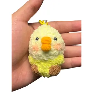 Cute Fluffy Blush Parrot Crochet Keychain K024