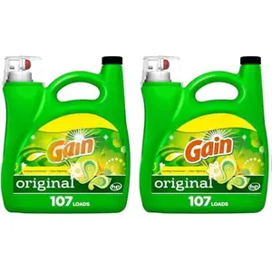 Gain Original Scent Liquid Laundry Detergent 154 oz HE Compatible 107 Loads Pack of 2 USA Made