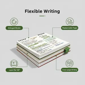 High-Value Notebook, Retro Square Design, Detachable Ring-Bound Journal, Non-Irritating 360° Flip Pages, Grid Paper Pad, Student Essentials, Office & Study Supplies