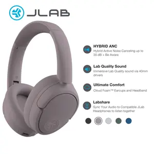 JLab JBuds Lux ANC Wireless Bluetooth Noise Cancelling Headphones with Mics, Adjustable Over-Ear Design, Custom EQ, Be Aware Safety Mode, Foldable, Wired Charging Cable, Compatible with iPhone/Android Devices (Tools and Gadgets, Mens Gifts)