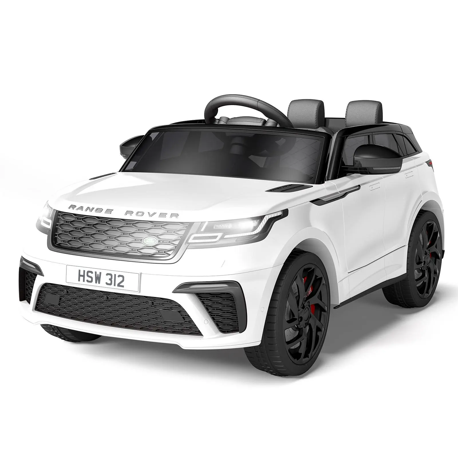 Gaomon Licensed White Land Rover Kids Electric Ride-On Truck - Ride On Car, Bluetooth RC, Rocking Mode, MP3 Player with Aux/Bluetooth, Safety Belt, Authentic Look, ABS Body, Emergency Brake, Motor Skills Development, 3-4 Years, Birthday Gift Option