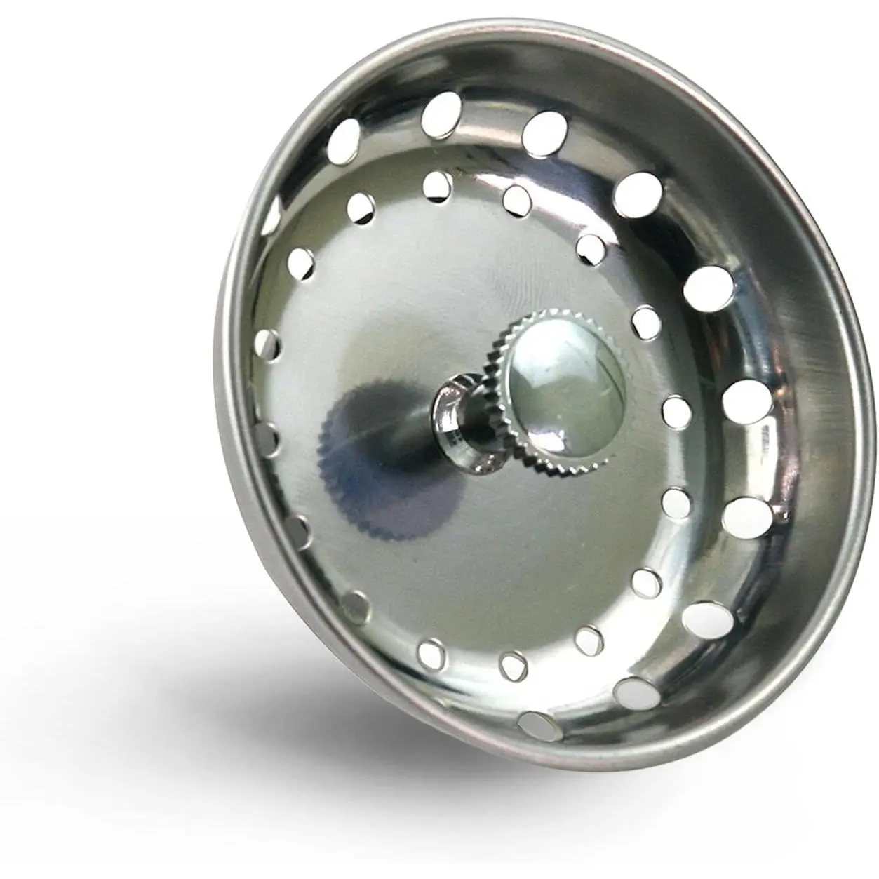 97333O Kitchen Sink Basket Strainer Replacement for Standard Drains (3-1/2 Inch) Chrome Plated Stainless Steel  with Rubber Stopper, Single