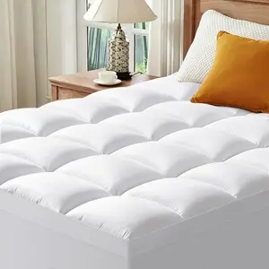 【COONP】Queen Mattress Topper Pillow Top Mattress Cover Quilted Fitted Mattress Protector Cotton Top Stretches up Deep Pocket Cooling Mattress Topper, Overfilled Down Alternative Filling