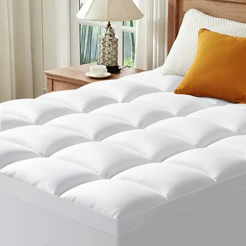 【COONP】Mattress Topper Pillow Top Mattress Cover Quilted Fitted Mattress Protector Cotton Top Stretches up Deep Pocket Cooling Mattress Topper, Overfilled Down Alternative Filling