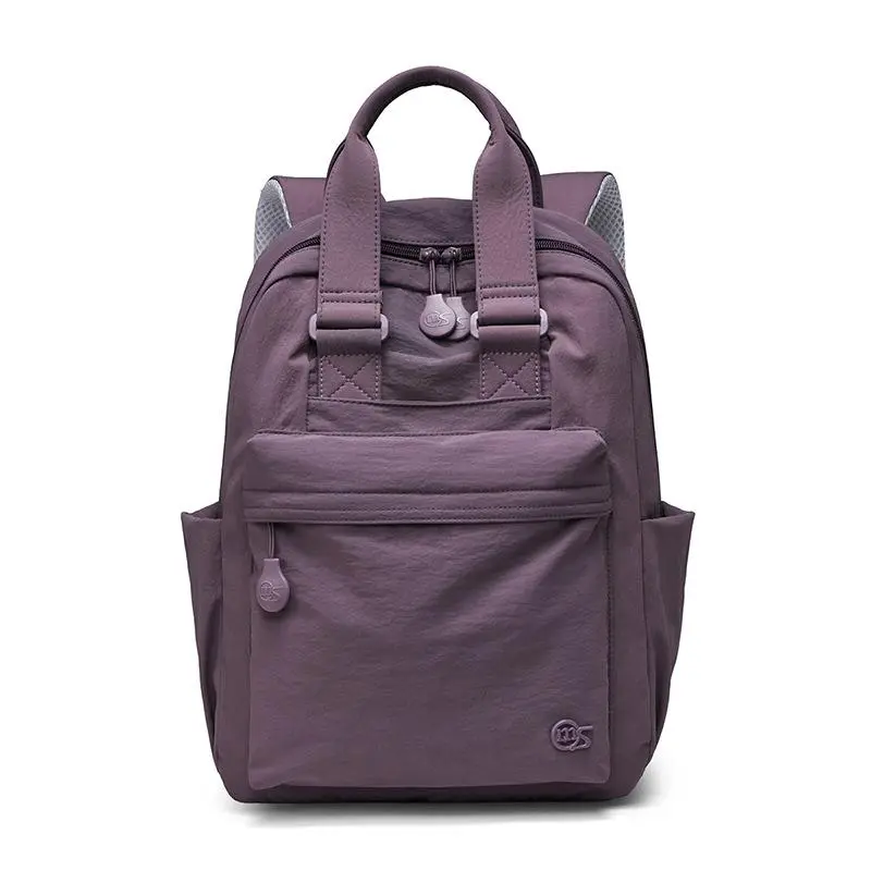Women's Beige Water-Res. Plain Backpack - Durable, Stylish, Functional, Multi-Pocket, Zipper Closures, Luggage Trolley Strap, Casual Laptop Bag for Office Commute, Daily Use