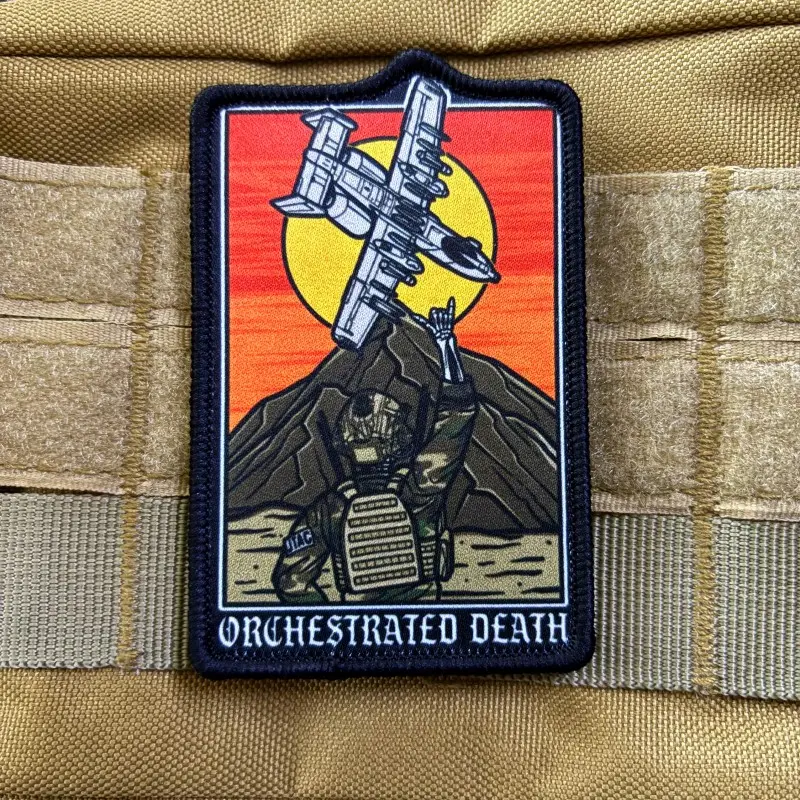 Sunset Fighter Tactical Patch, Tactical Design, Hardcore Tarot Style, Aesthetic, High-Definition Print, Durable Morale Patch, Velcro Backing, Outdoor Backpack Accessory