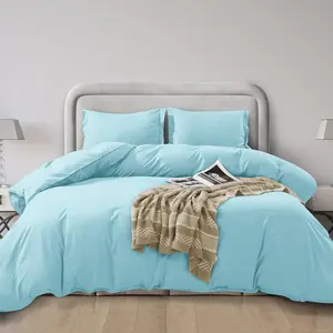 Mocassi 3-Piece Solid Microfiber Duvet Cover Set - 1800 Thread Count Hotel Premier Bedding Set with Silky-Smooth Finish, Bedding Sets