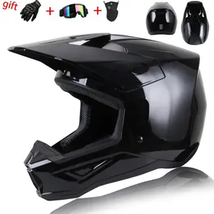 Motorcycle off-road helmets, youth and adult helmets, outdoor riding helmets, suitable for small to large head sizes, come with gloves, face masks, and goggles as a three-piece set