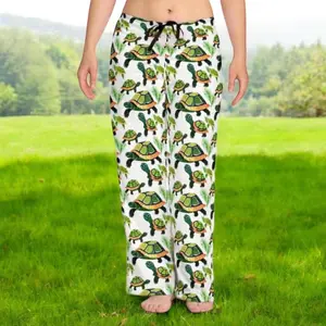 Green Turtle Pajama Pants for Women & Men – Cute Box Turtle Loungewear, Relaxed Fit Drawstring Waist, Soft Comfy Sleep Pants, Fun Tortoise Print Cozy Lounge Bottoms PJs