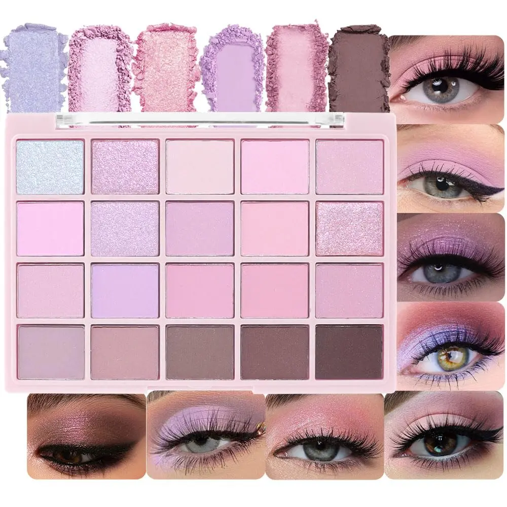 Light Purple Pink Basics Matte Eyeshadow Palette,Eye Shadow Travel Makeup Palette all in one Long Lasting Waterproof,Great for Travel Gift Kit